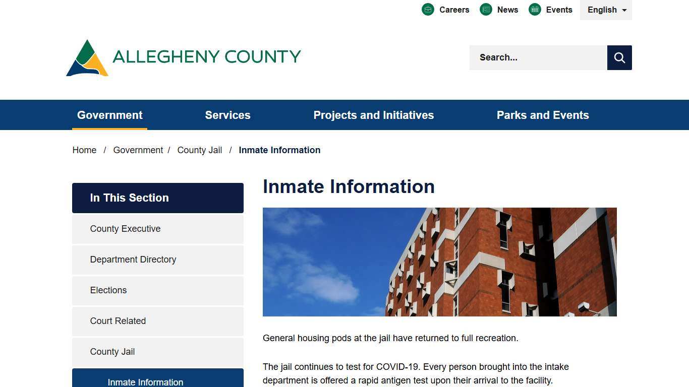 Inmate Information - Allegheny County, PA